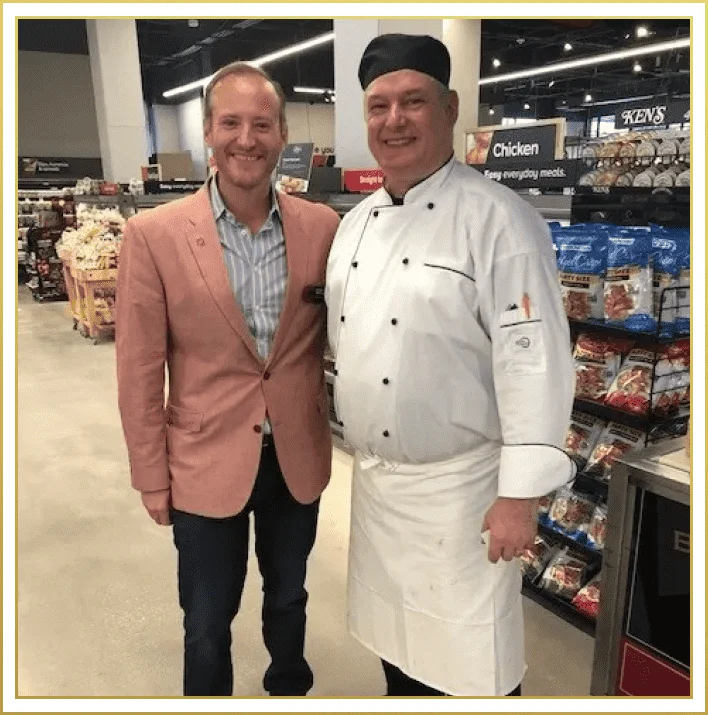 Chef Dan and his friend on a grocery store